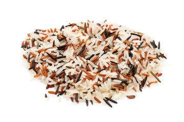 Rice, natural long rice grain for isolated background.