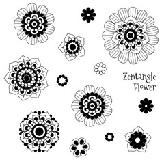 Vector Beautiful Zentangle, Doodle flowers