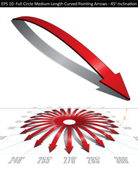 Full Circle Medium Length Curved Pointing Arrows Set - 45 Degree