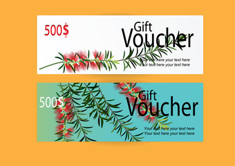 Gift voucher for marketing promotion with flowers background