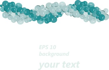 Blue shiny balls on white background, hand draw, design element, place for text, vector