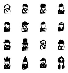 Avatar Icons Set 4 Freehand Fill