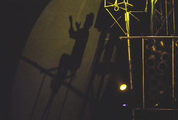 Shadow of an artist in the circus