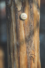 Smile icon miniature on tree