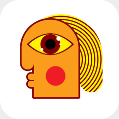 Modernistic vector illustration, geometric cubism style avatar 