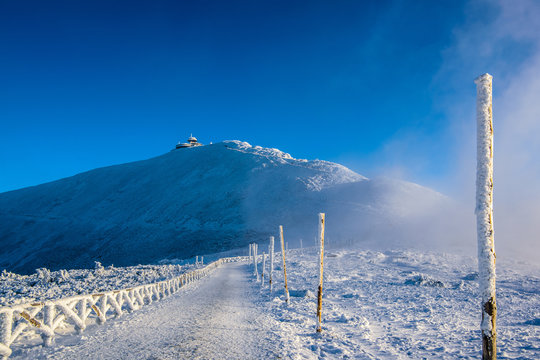 Fototapeta Zima krajobraz górski Śnieżka