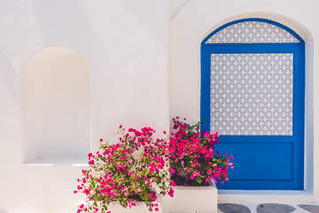 Beautiful architecture with santorini and greece style - obrazy, fototapety, plakaty