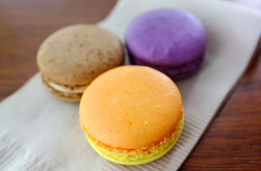 colorful macarons placed on the table