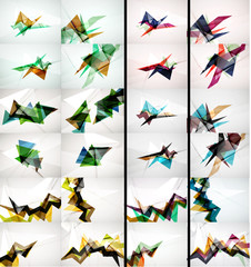 Set of triangle design geometric abstract backgrounds, origami style
