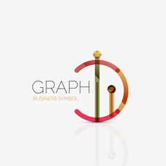 Abstract logo idea, linear chart or graph  business icon. Creative vector logotype design template