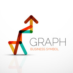 Abstract logo idea, linear chart or graph  business icon. Creative vector logotype design template