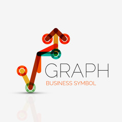 Abstract logo idea, linear chart or graph  business icon. Creative vector logotype design template