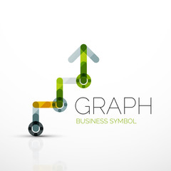 Abstract logo idea, linear chart or graph  business icon. Creative vector logotype design template