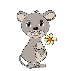 vector illustration mouse with flower