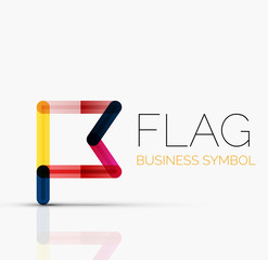 Logo flag, abstract linear geometric business icon