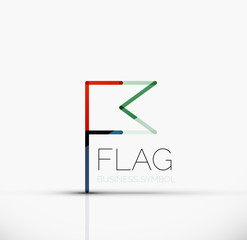 Logo flag, abstract linear geometric business icon