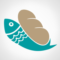 Loaves And Fish symbol. Vector illustration.