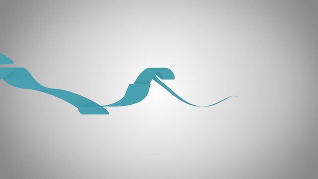 Single flowing ribbon of cyan color, seamless loop animation with alpha matte