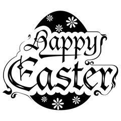Happy Easter script Design Element in Black and white 