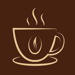 Coffee cup vector logo design template. Cafe shop emblem sign icon.