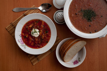 Russian national dish is red borsch