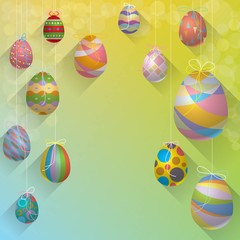 Easter eggs background and Happy Easter greeting