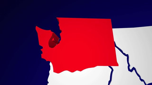 Washington WA Animated State Map USA Zoom Close Up