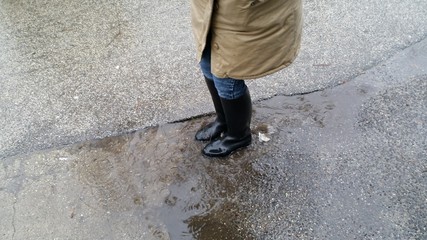 Woman with rain boots