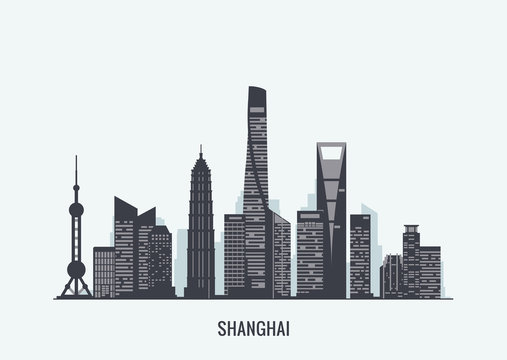 Shanghai skyline silhouette