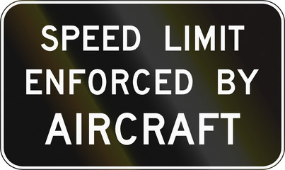 Road sign used in the US state of Virginia - Speed limit enforced by aircraft