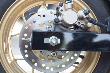 Disc brakes motorcycle's rear wheel.