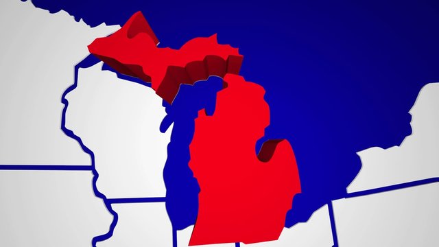 Michigan MI Animated State Map USA Zoom Close Up