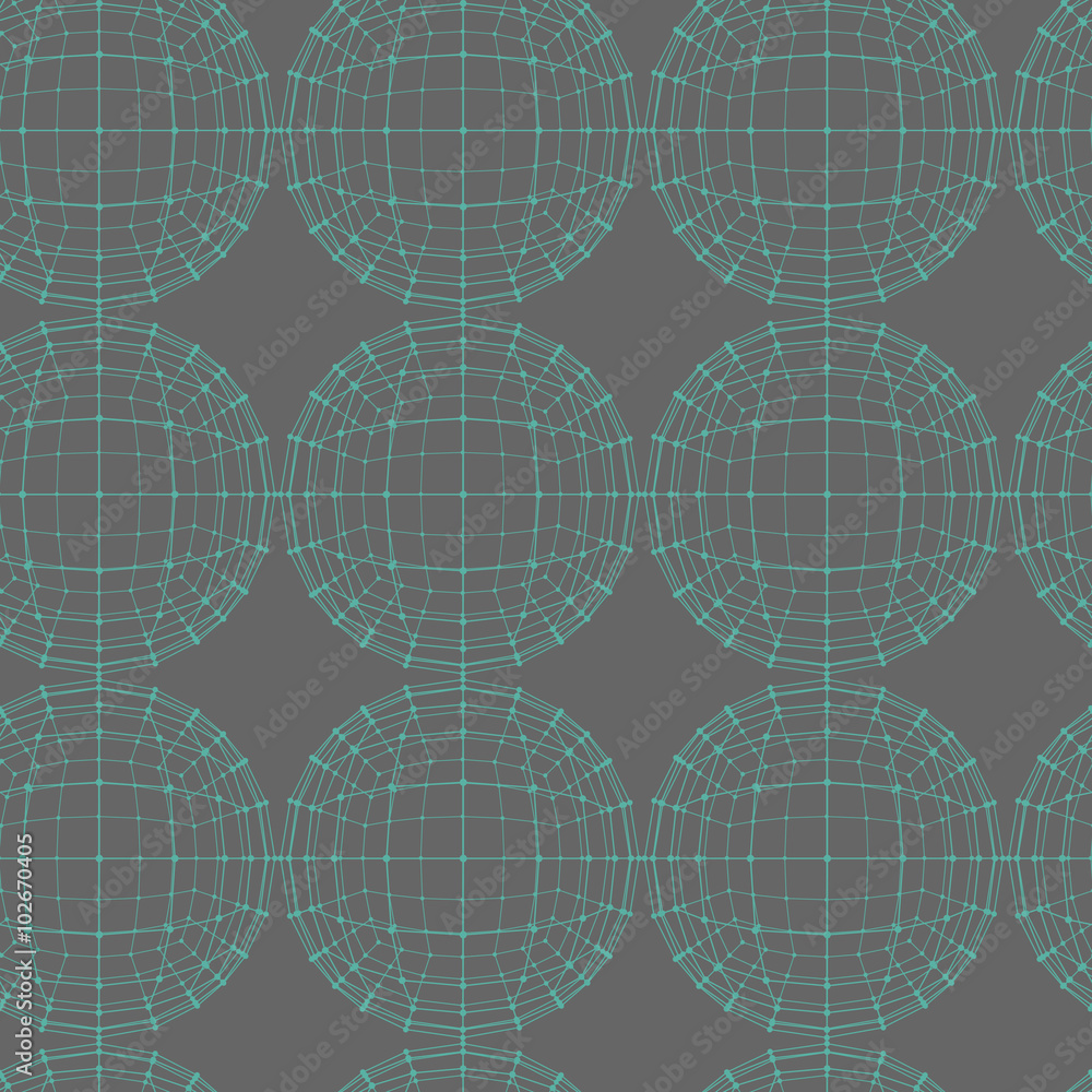 Poster vector seamless abstract geometric pattern. repeating mesh polygonal background. polygon ball.