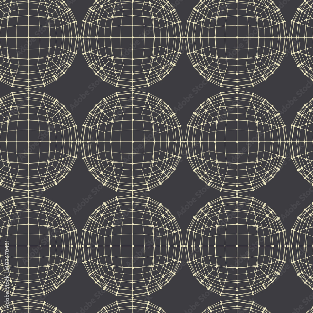 Poster vector seamless abstract geometric pattern. repeating mesh polygonal background. polygon ball.