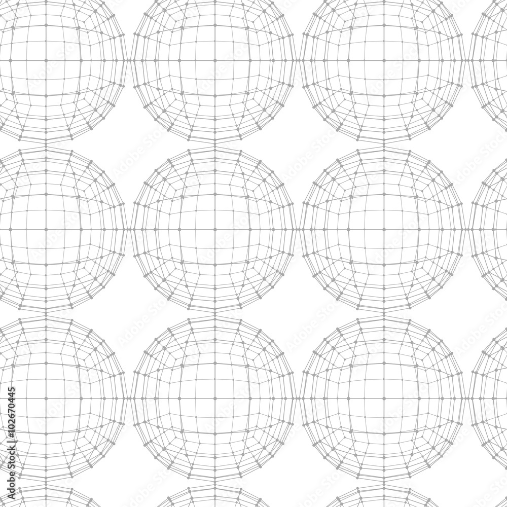 Poster vector seamless abstract geometric pattern. repeating mesh polygonal background. polygon ball.