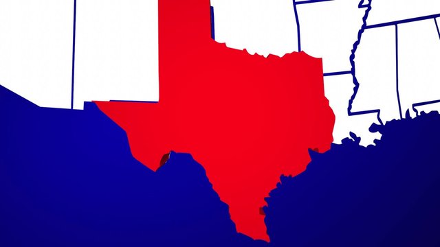 Texas TX Animated State Map USA Zoom Close Up