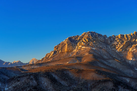 Ulsan bawi Rock in Seoraksan mountains in winter, South Korea.