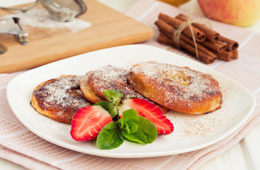 Apple rings dipped in batter