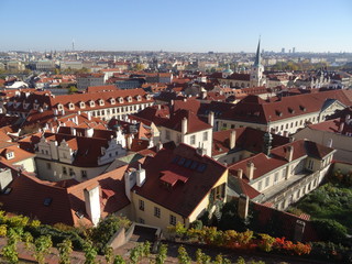 Fototapeta na wymiar View from the Gardens under Prague Castle. Prague, Czech republic, Europe