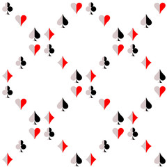 Seamless vector pattern with icons of playings cards.