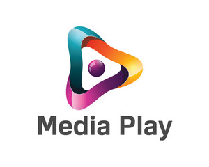 3D media play logo design. Colorful 3D media play logo vector te