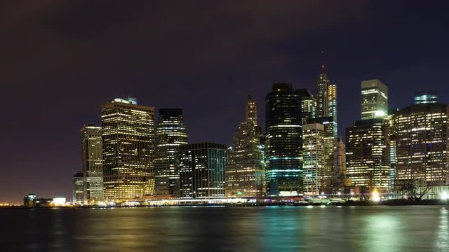 New York Lower Manhattan long exposure night timelapse