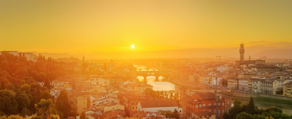 Arno River and Ponte Vecchio at sunset, Florence
