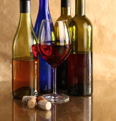 bottle of wine on a glass table