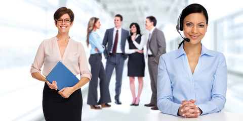 Asian agent woman with headsets.