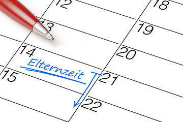 Elternzeit nehmen im Kalender