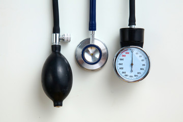 Blood pressure meter medical equipment isolated on white