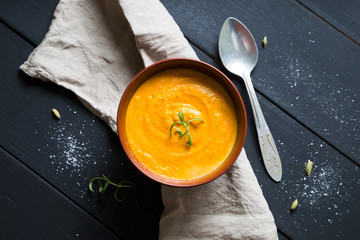 Carrot cream soup with rosemary