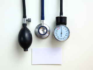 Blood pressure meter medical equipment isolated on white