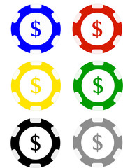 Casino poker chips and card on white background vector illustration